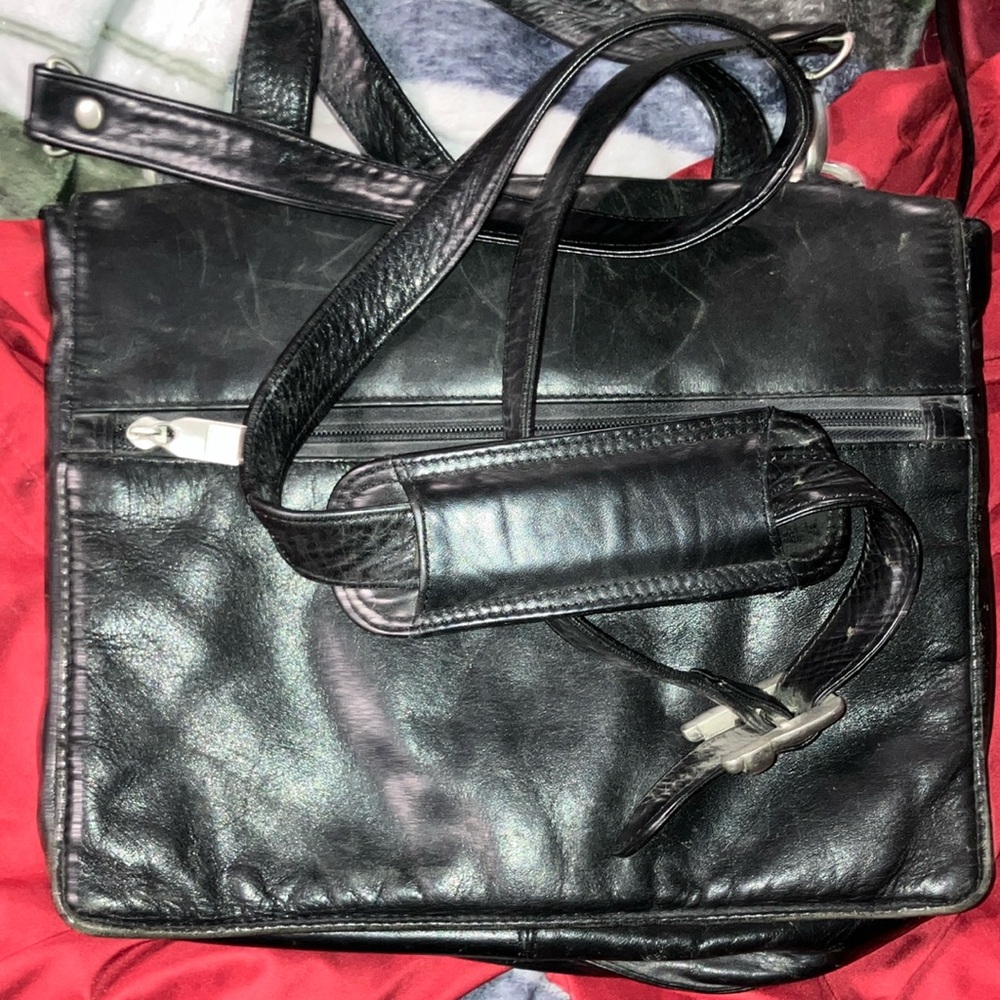 Wilsons Leather Black Satchel with Structured Design